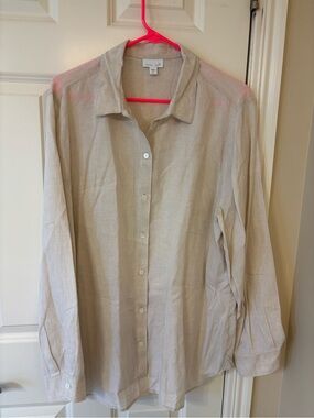 J.Jill Love Linen linen button down Large  in Light Beige EUC